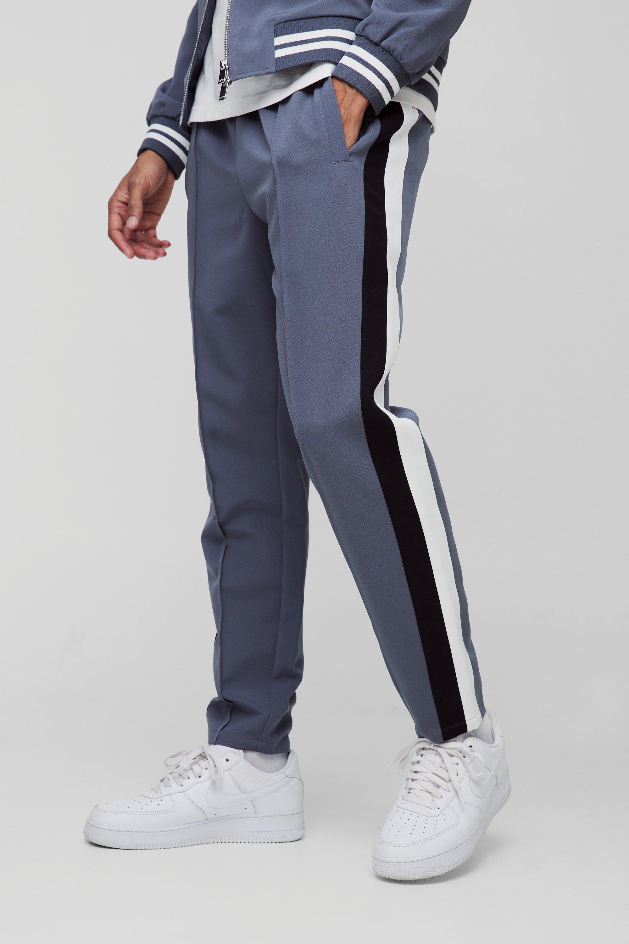 Mens Blue Regular Fit Tailored Varsity Trouser, Blue